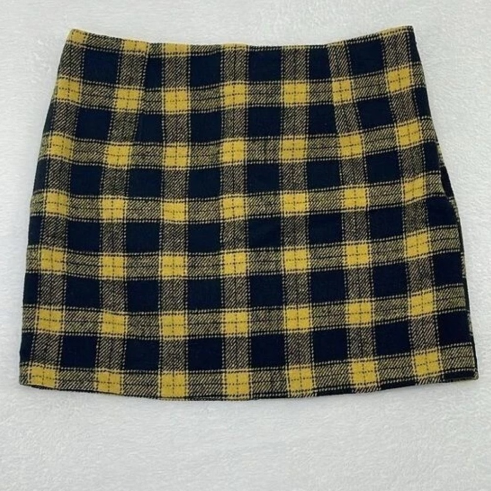 Forever 21 Plaid Mini Skirt Black Yellow Sz Medium